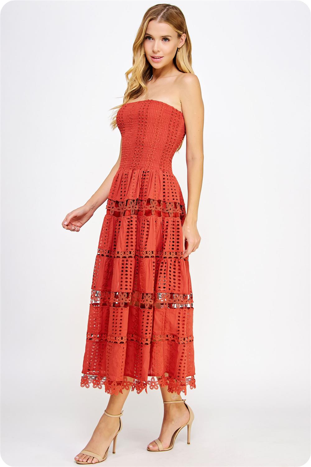 Eyelet Lace Tube Dress