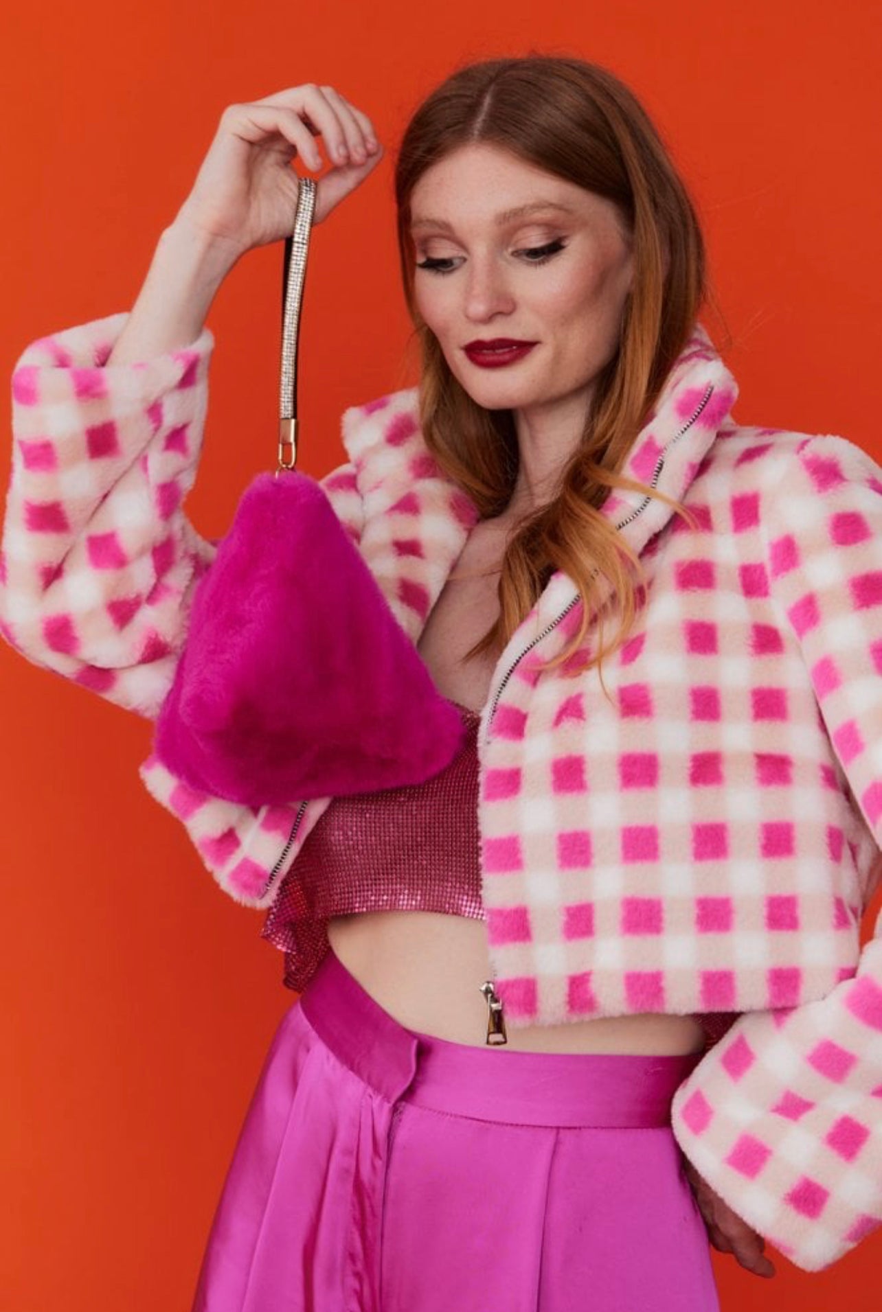 Faux Fur Pyramid Bag